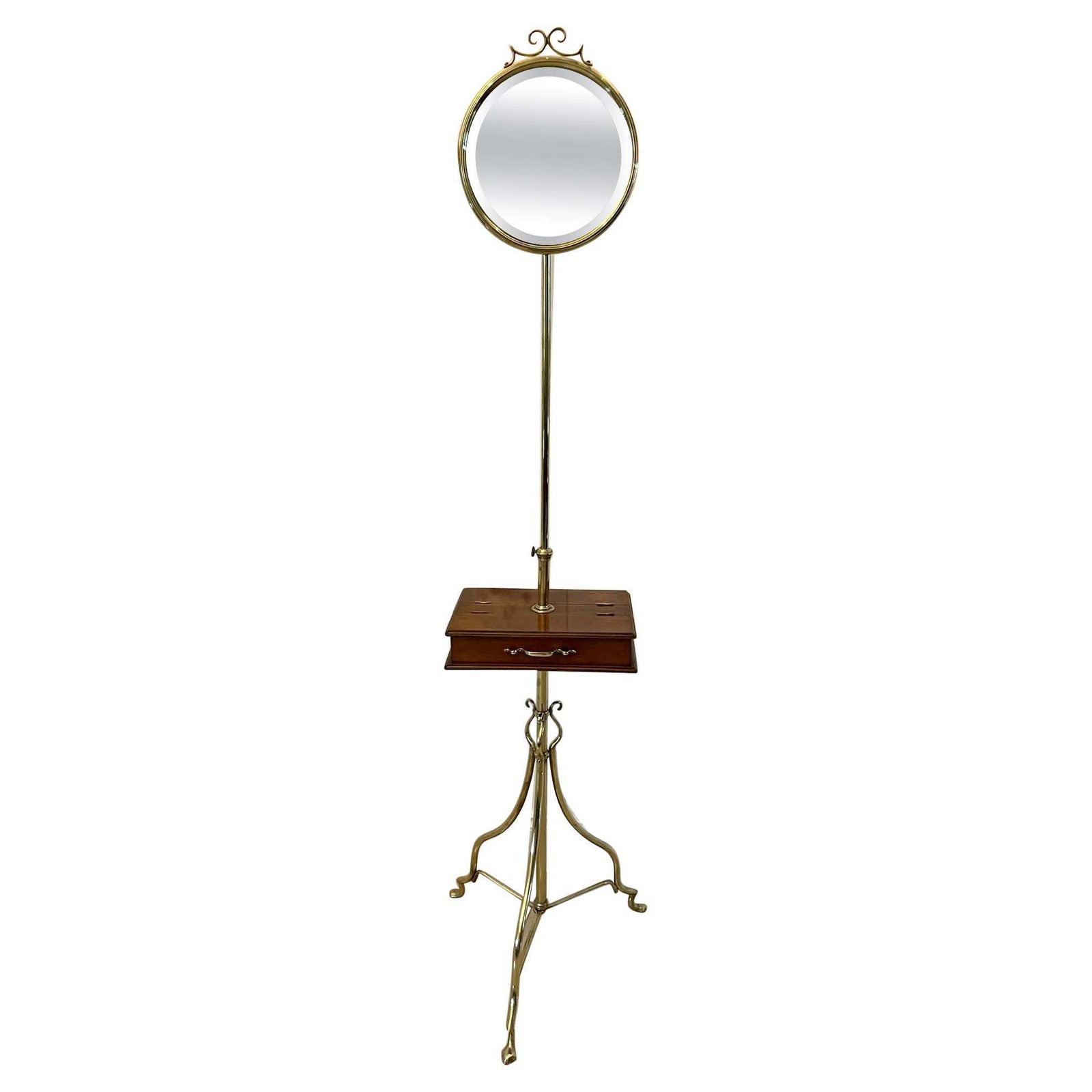 Unusual Antique Victorian Quality Mahogany And Brass Adjustable Mirror On Stand photo furniture