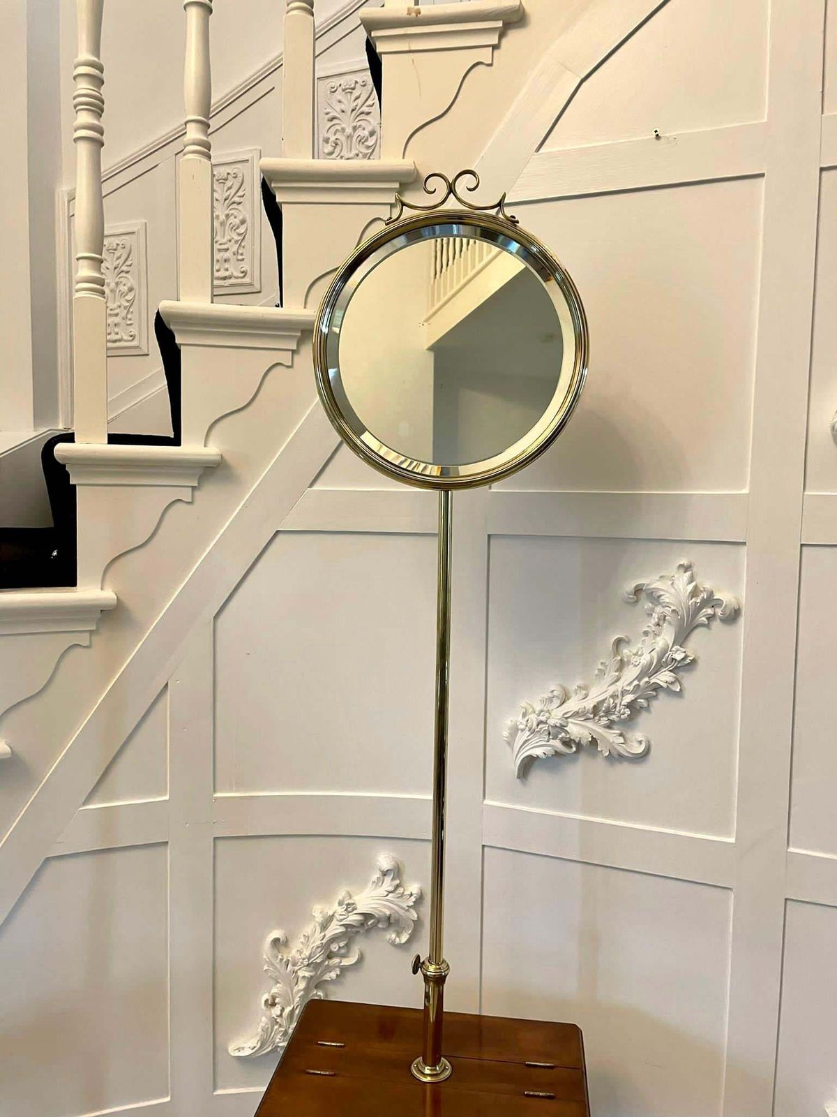 Unusual Antique Victorian Quality Mahogany And Brass Adjustable Mirror On Stand photo for sale