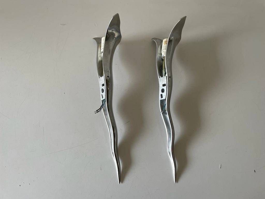 photo for sale Extraordinary Aluminum Pair Of Sconces By Maison Lucien Gau, 1970s, Paris, France