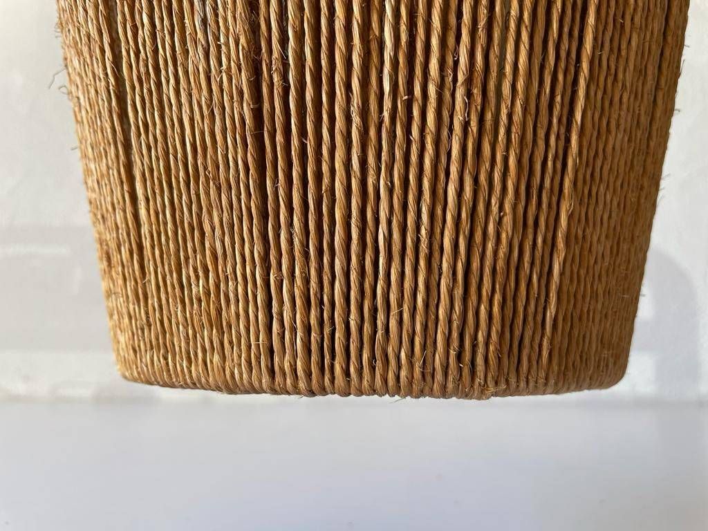 Raffia Bast And Teak Large Pendant Lamp By Ib Fabiansen For Fog & Mørup, 1960s, Denmark photo vintage