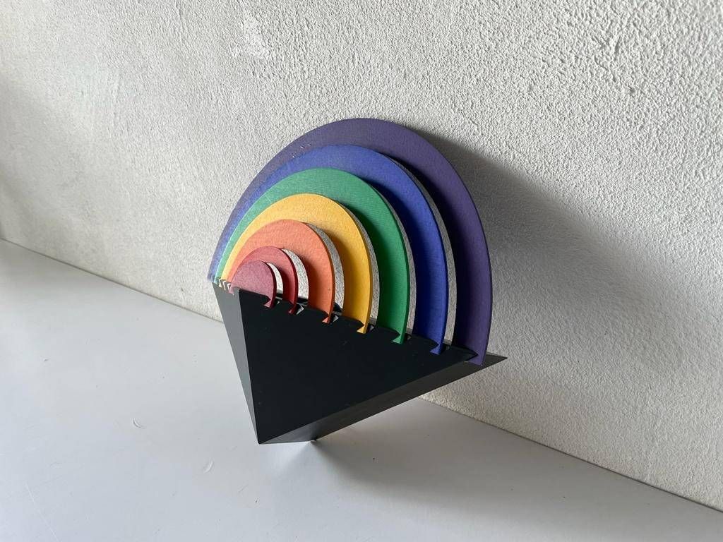 Rainbow Design Wood Night Lamp By Kiener Zürich, In Style Of Memphis Group, 1980s, Switzerland photo vinterior