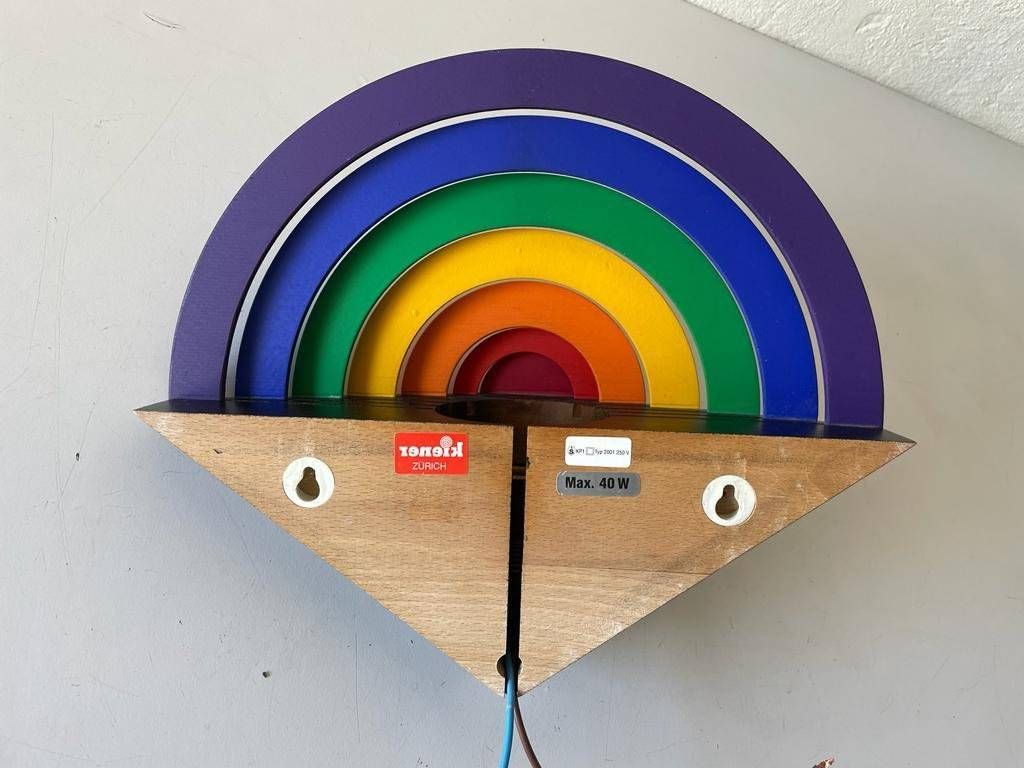 photo for sale Rainbow Design Wood Night Lamp By Kiener Zürich, In Style Of Memphis Group, 1980s, Switzerland