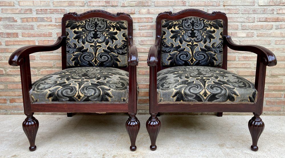 Mid Century Spanish Armchairs In Wood, Set Of 2 photo Furniture