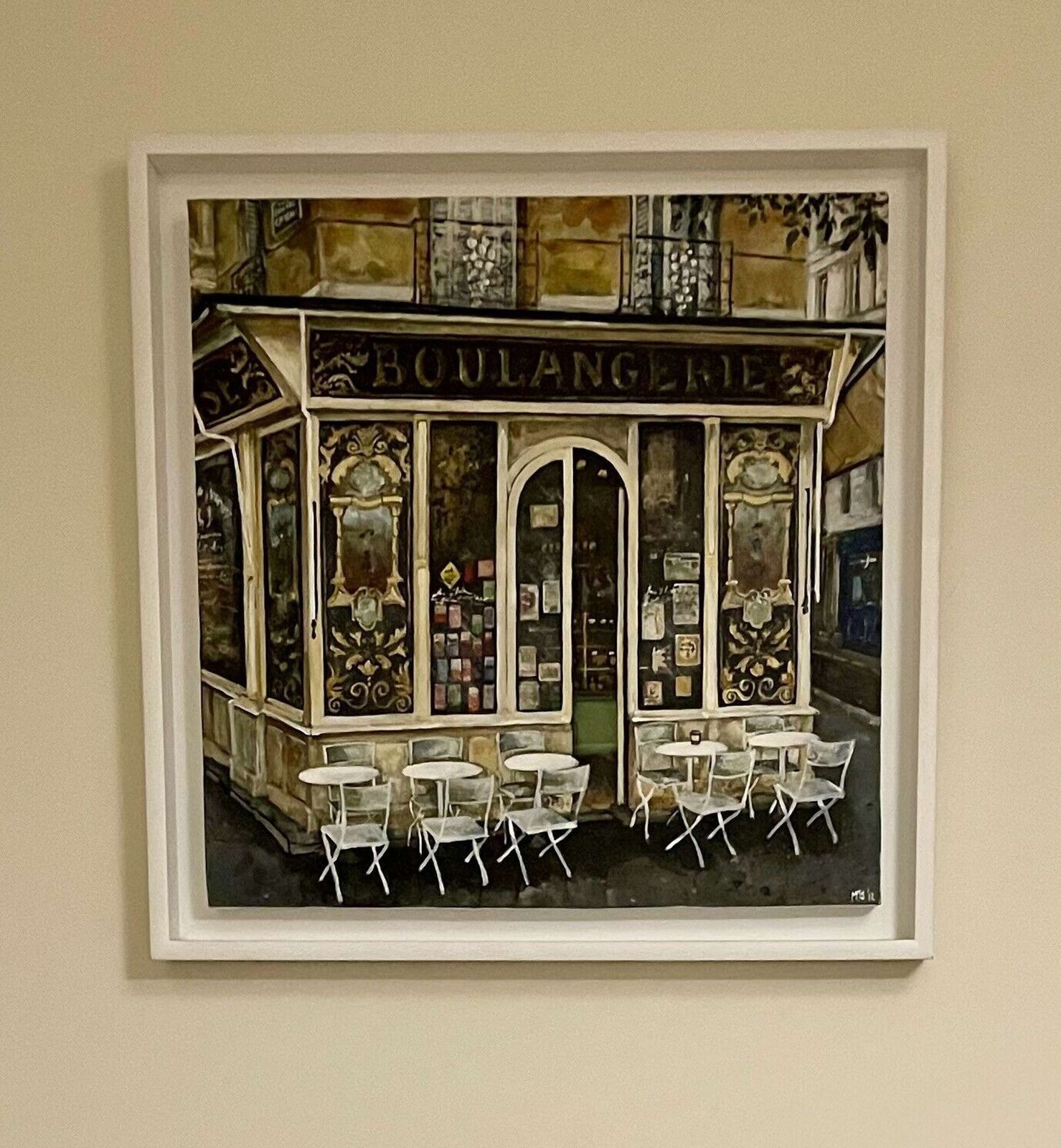 Melissa Sturgeon Boulangerie Vienniose Original Oil On Canvas Painting photo vintage