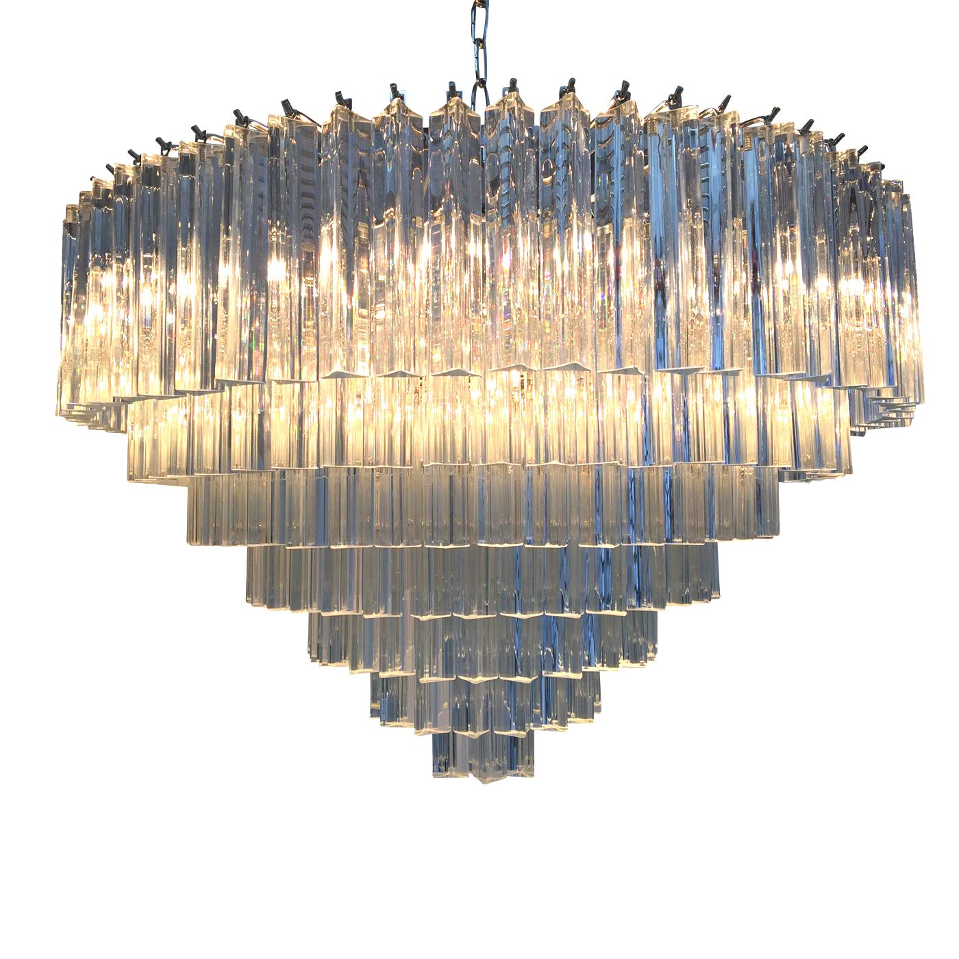 Contemporary Clear Triedro Murano Glass Chandelier