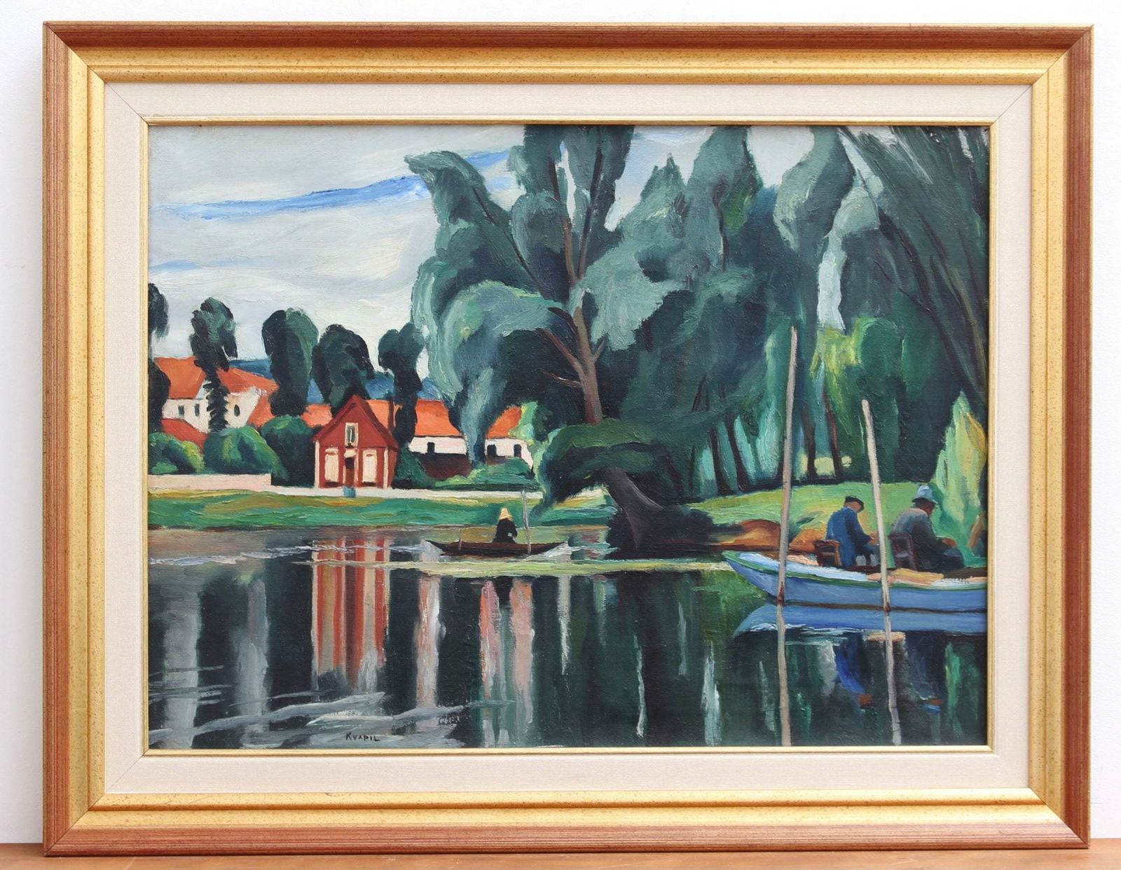 Boats On A Pond' By Charles Kvapil (Circa 1930s)