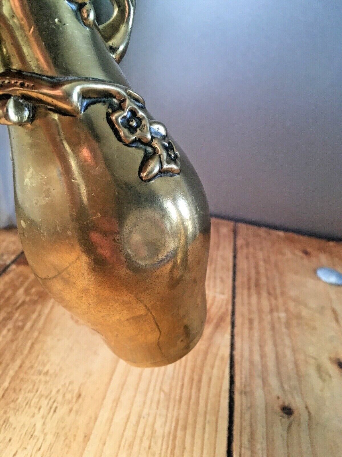 Pair Of Antique Japanese Meiji Period Brass Bud Vases Floral Aesthetic Movement photo vinterior