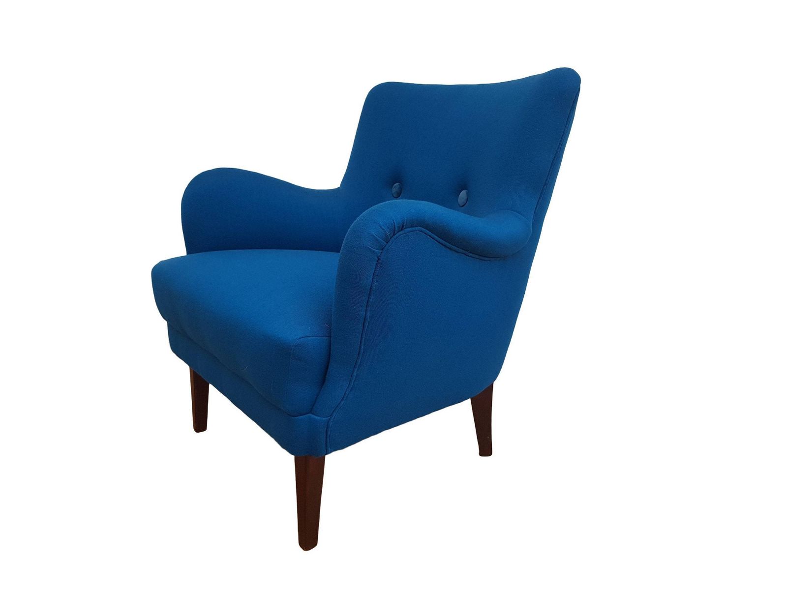 Danish Designed Armchair 70's, Wool, Beech, Completely Renovated Reupholstered