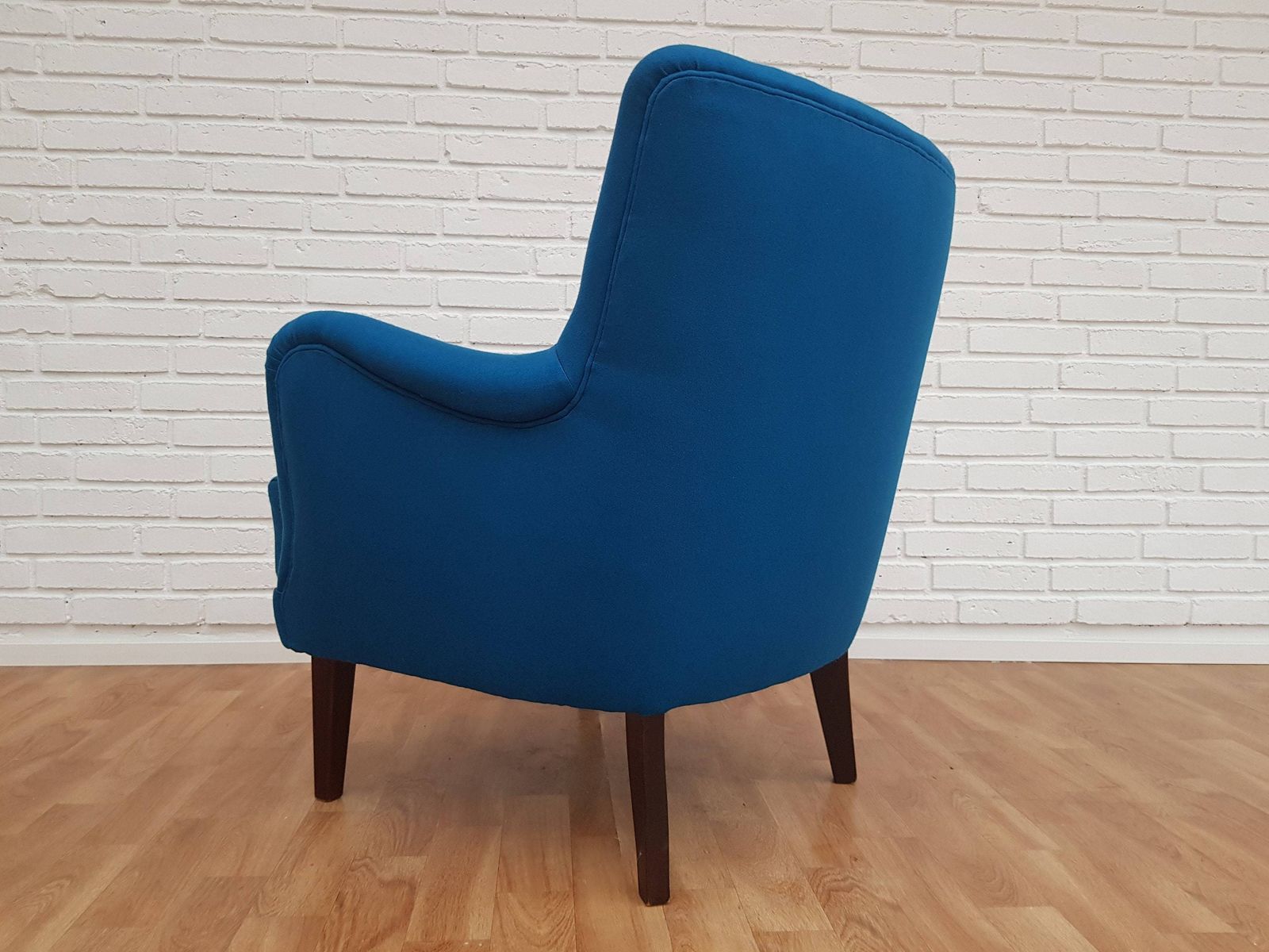 Danish Designed Armchair 70's, Wool, Beech, Completely Renovated Reupholstered photo vinterior