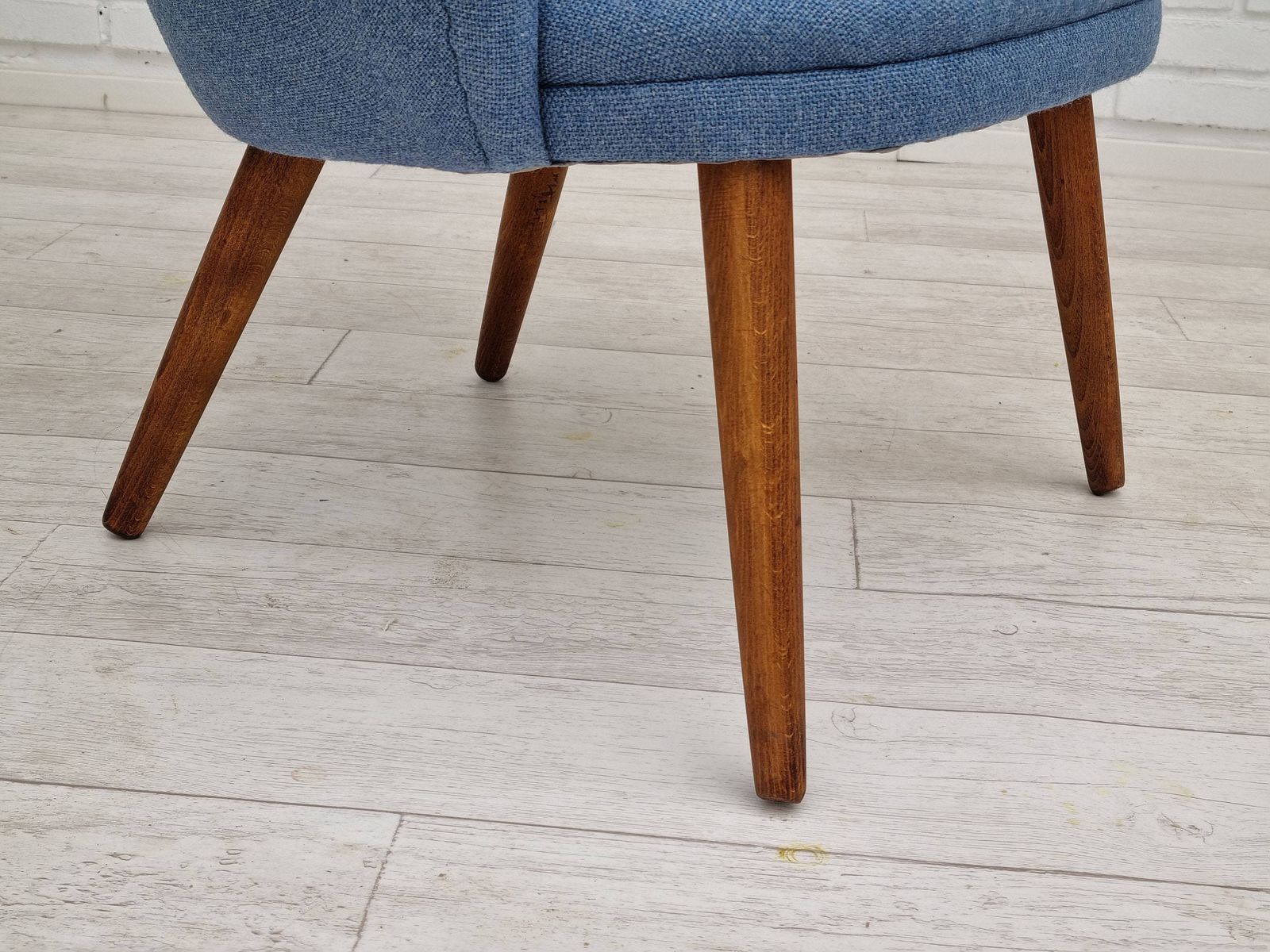 Ca. Jaren 1960, Deens Design, Volledig Gerestaureerde Loungestoel, Camira Meubelwol, Teak photo Meubels