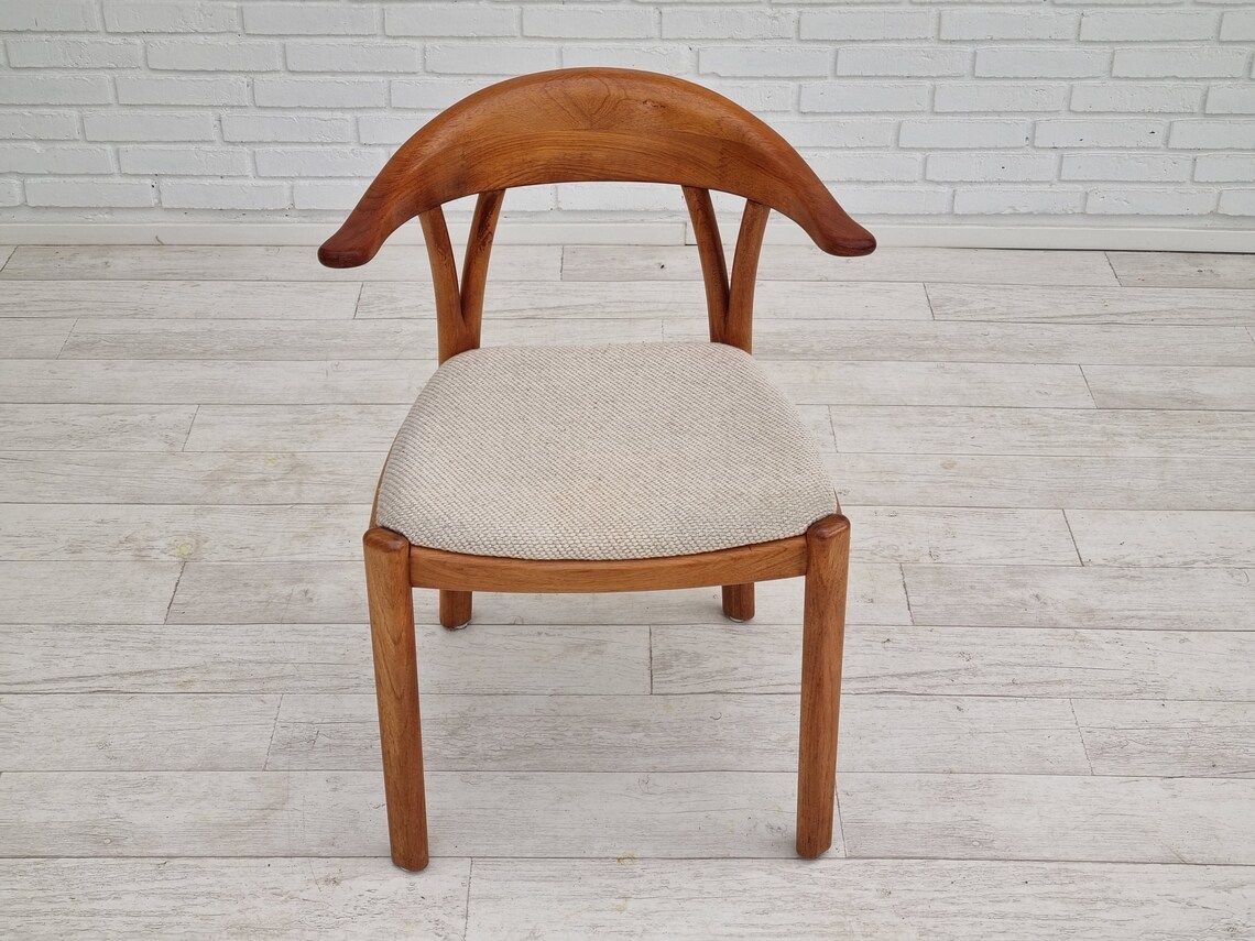 1960s, Danish Design  Armchair  Teak Wood  Wool  Original Condition photo Furniture