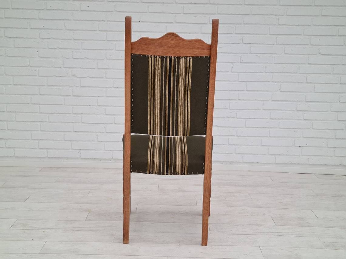 1960s, Original Danish Design, Henning Kjærnulf Style, Set Of High Back Dinning Chairs, Oak Wood photo furniture