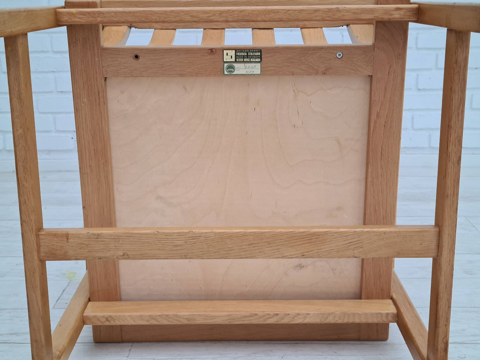 Deens Design Van Børge Mogensen, Volledig Nagezien En Opnieuw Bekleed Fauteuil, Jaren 1980, Meubelwol, Eiken photo buy