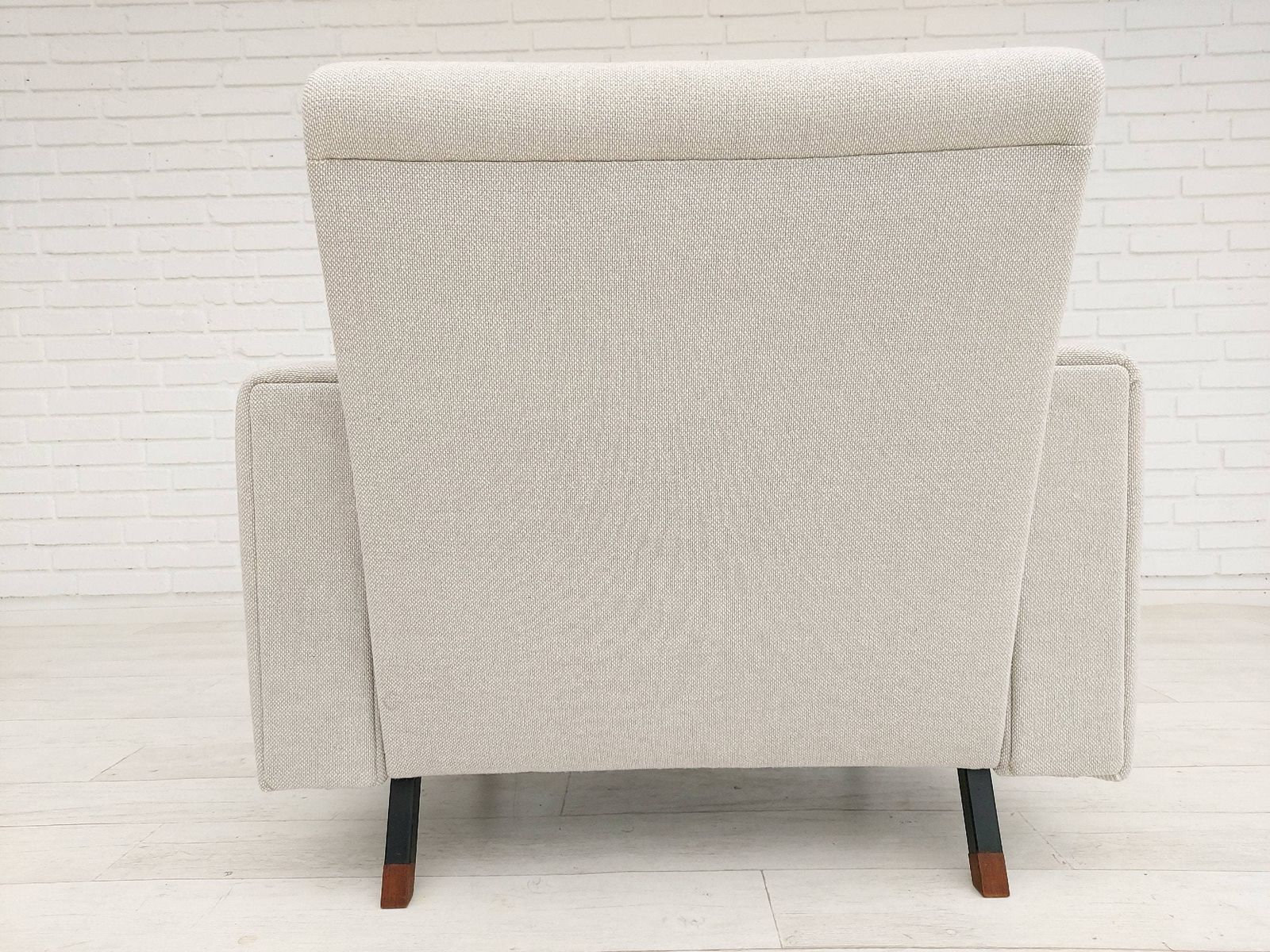 photo furniture Danish Armchair, 70s, Completely Reupholstered, Kvadrat Wool, Leather