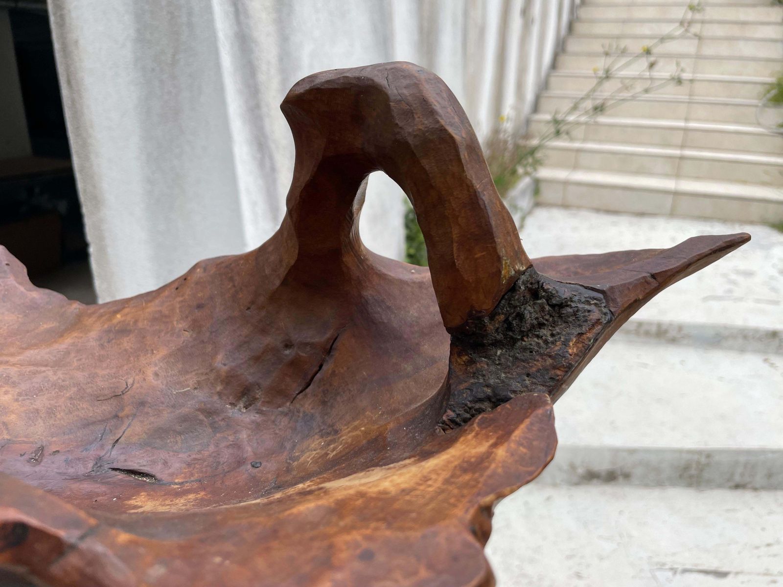 Brutalist Wood Bowl Large In A Brown Patina France Circa 1960 photo 1254.0
