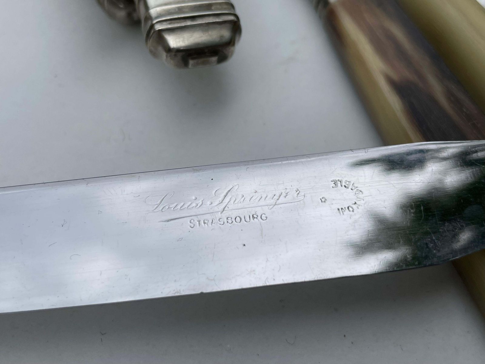 Cutlery Horn And Metal Knifes By Louis Spring France 1970 photo for sale