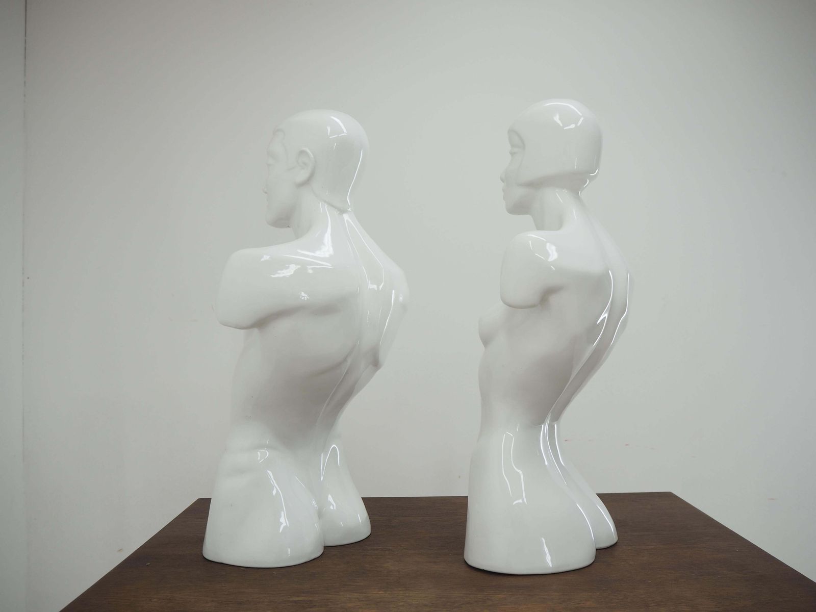 Vintage Man And Woman Porcelain Bust, Sculpture, Italy, 1980s photo 1753.0