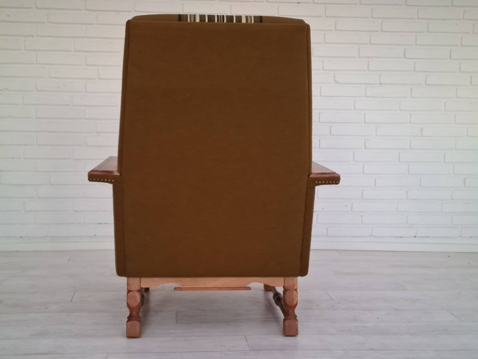 1970s, Danish Design, Set Of Armchairs, Oak Wood, Wool, Original Condition photo vintage