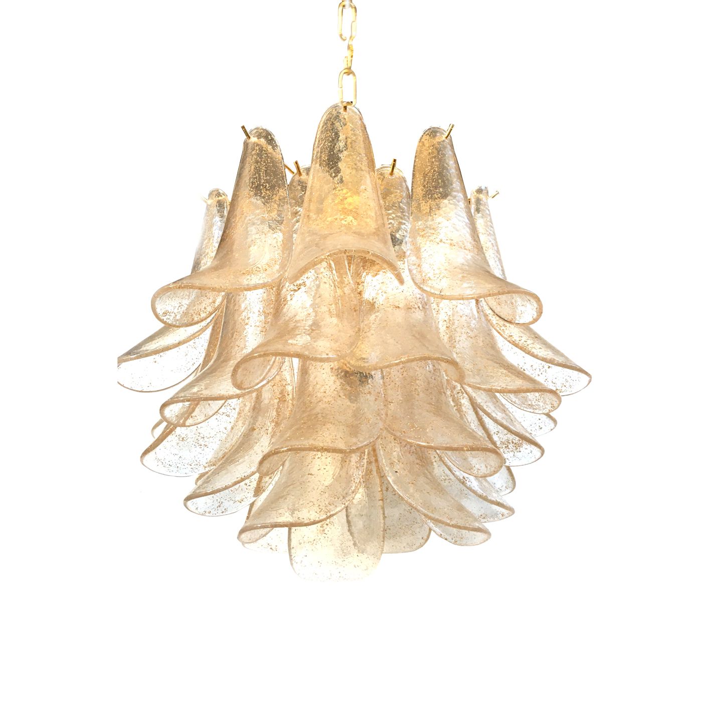 Clear And Gold “Selle” Murano Glass Chandelier D50 photo for sale