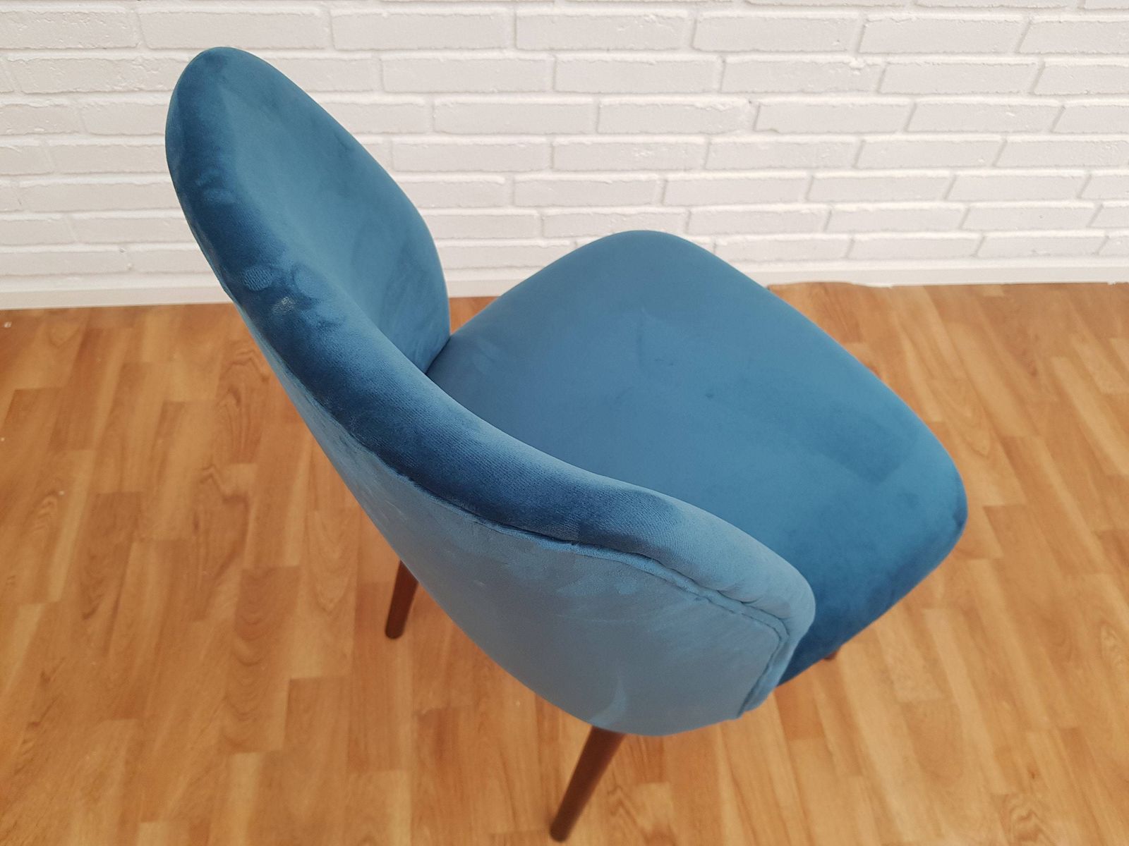 photo furniture Little Retro Armchair, Velvet, Stained Beech Legs, 60s