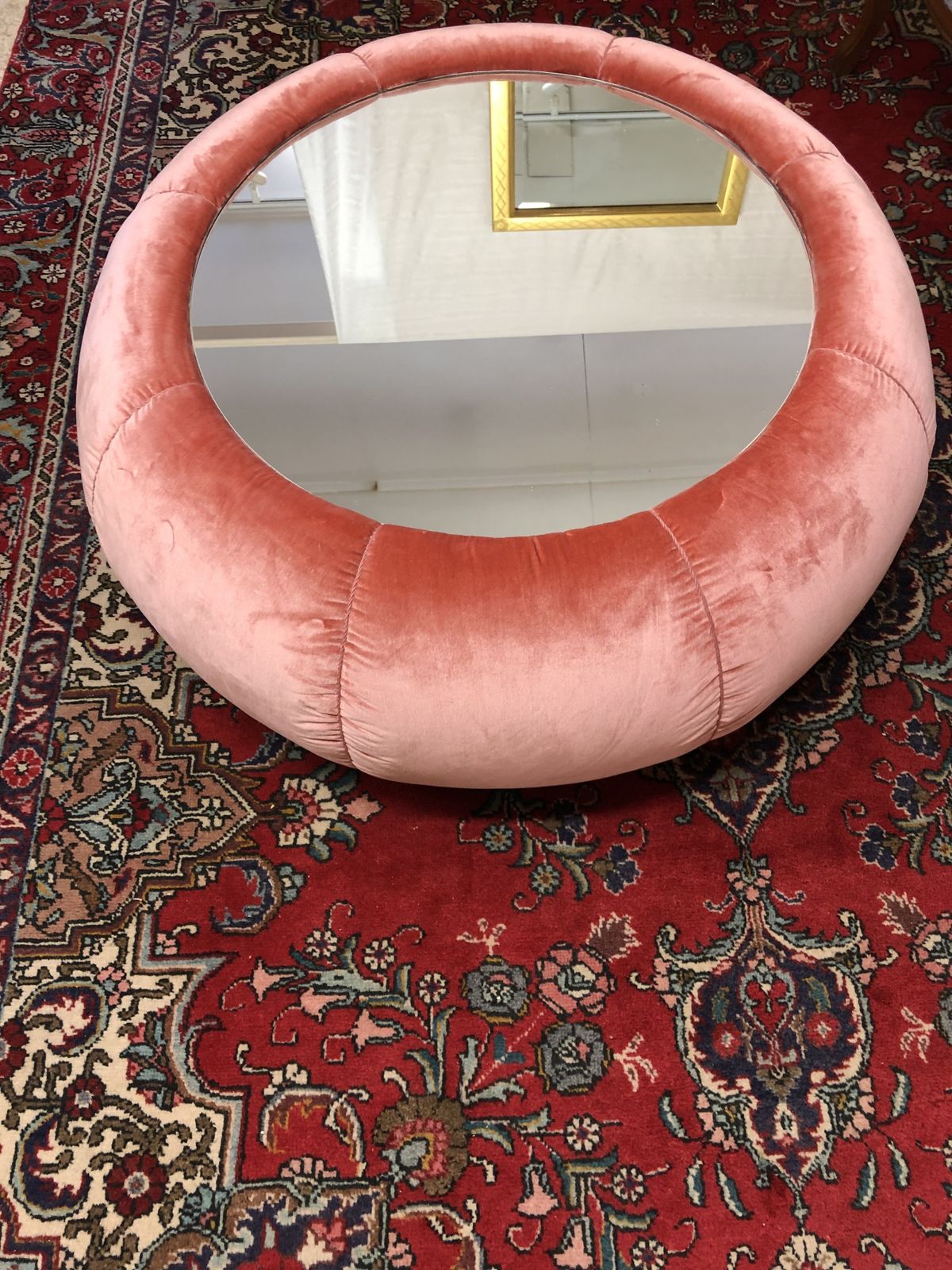 Pink Silk Velvet Pouff, Late 20th Century photo vintage