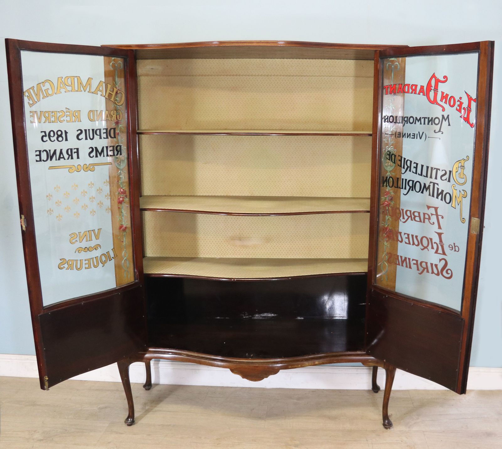 A Superb Edwardian Mahogany, Satinwood Inlaid And Floral Painted Display Cabinet. photo 1495.0