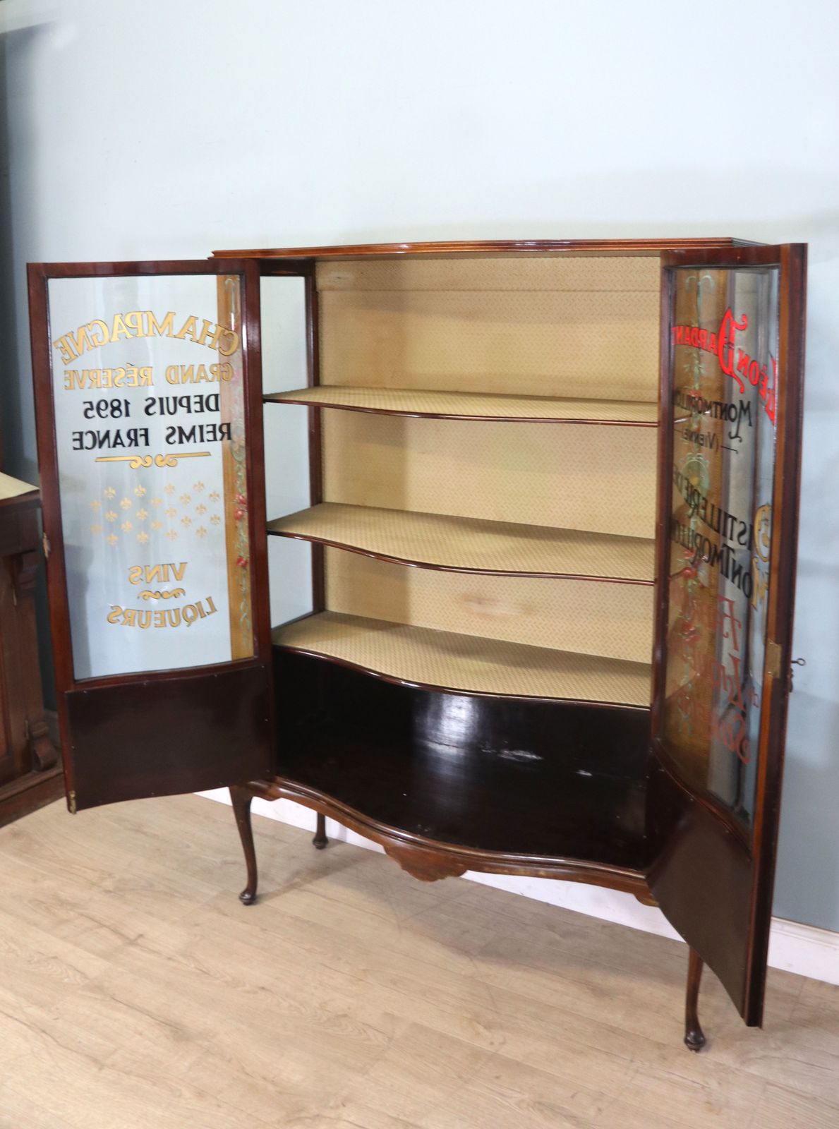 1495.0 A Superb Edwardian Mahogany, Satinwood Inlaid And Floral Painted Display Cabinet. photo