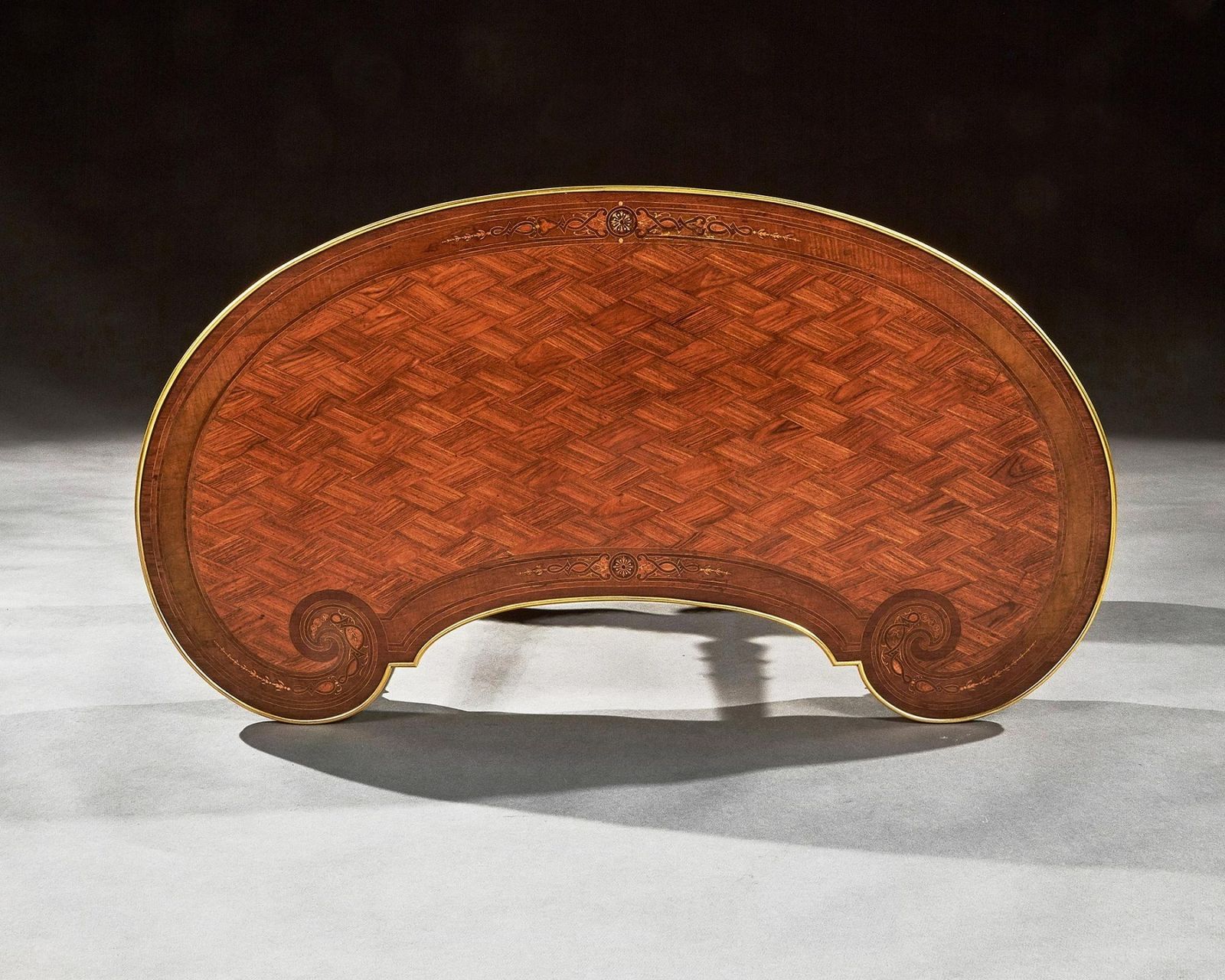 photo furniture Fine 19th Century Gillows Parquetry And Gilt Bronze Kidney Shaped Table