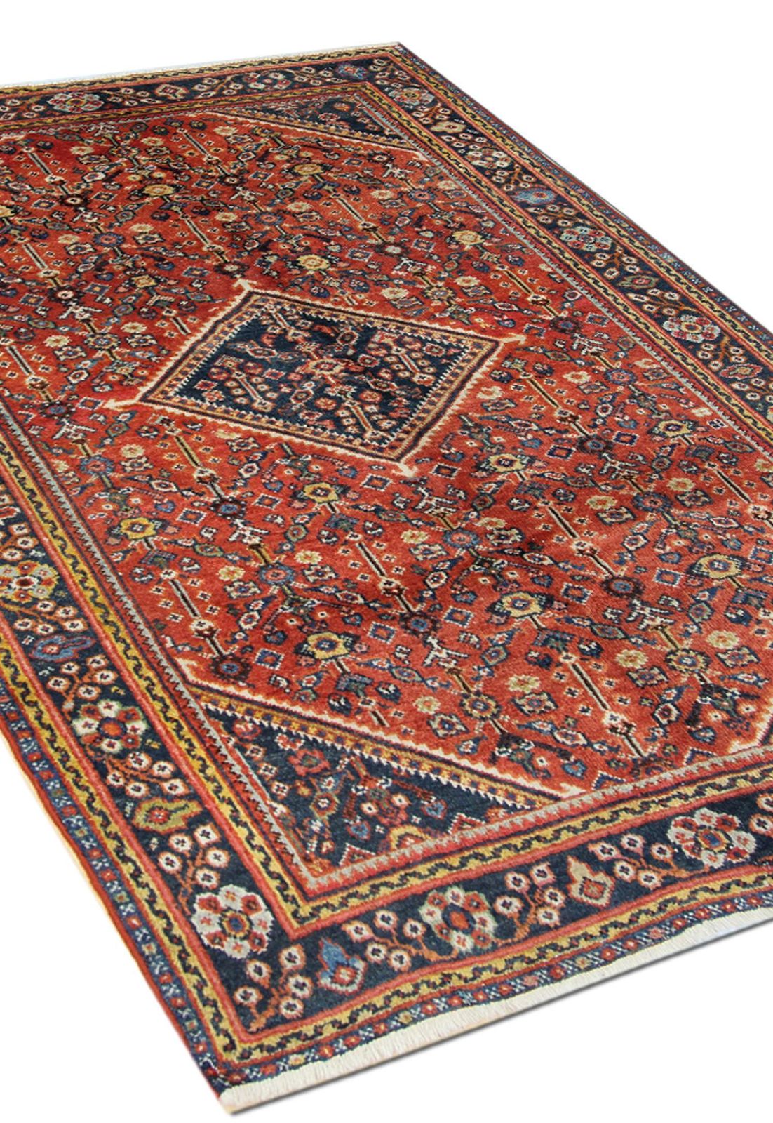 Handmade Carpet Geometric Tribal Rug Traditional Rust Living Room Rug photo for sale