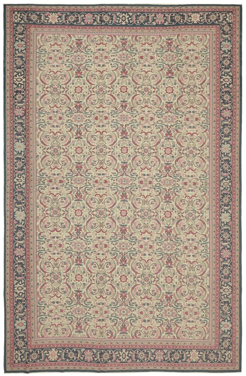 Turkish Handmade 1970s 347 Cm X 533 Cm Beige Wool Vintage Kilim Rug