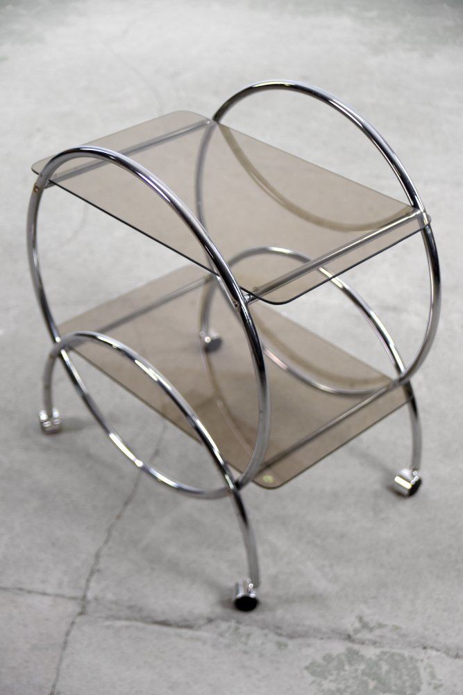 Vintage Bar Cart Chrome And Smoked Glass From Ikea 1970s photo Furniture