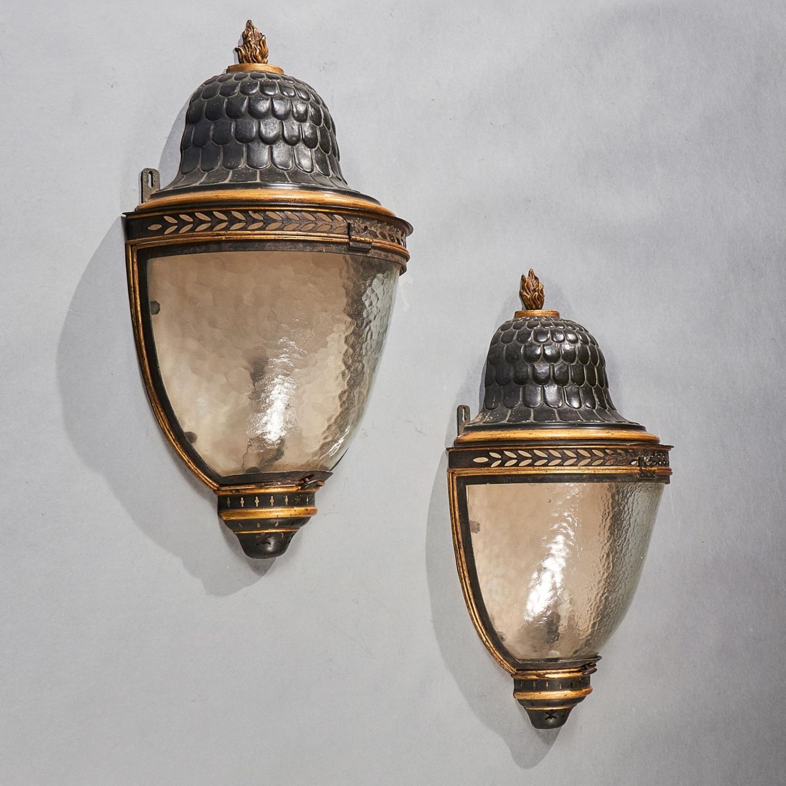 Impressive Pair Of Large Early 19th Century French Tole Peinte And Parcel Gilt Wall Lanterns photo furniture