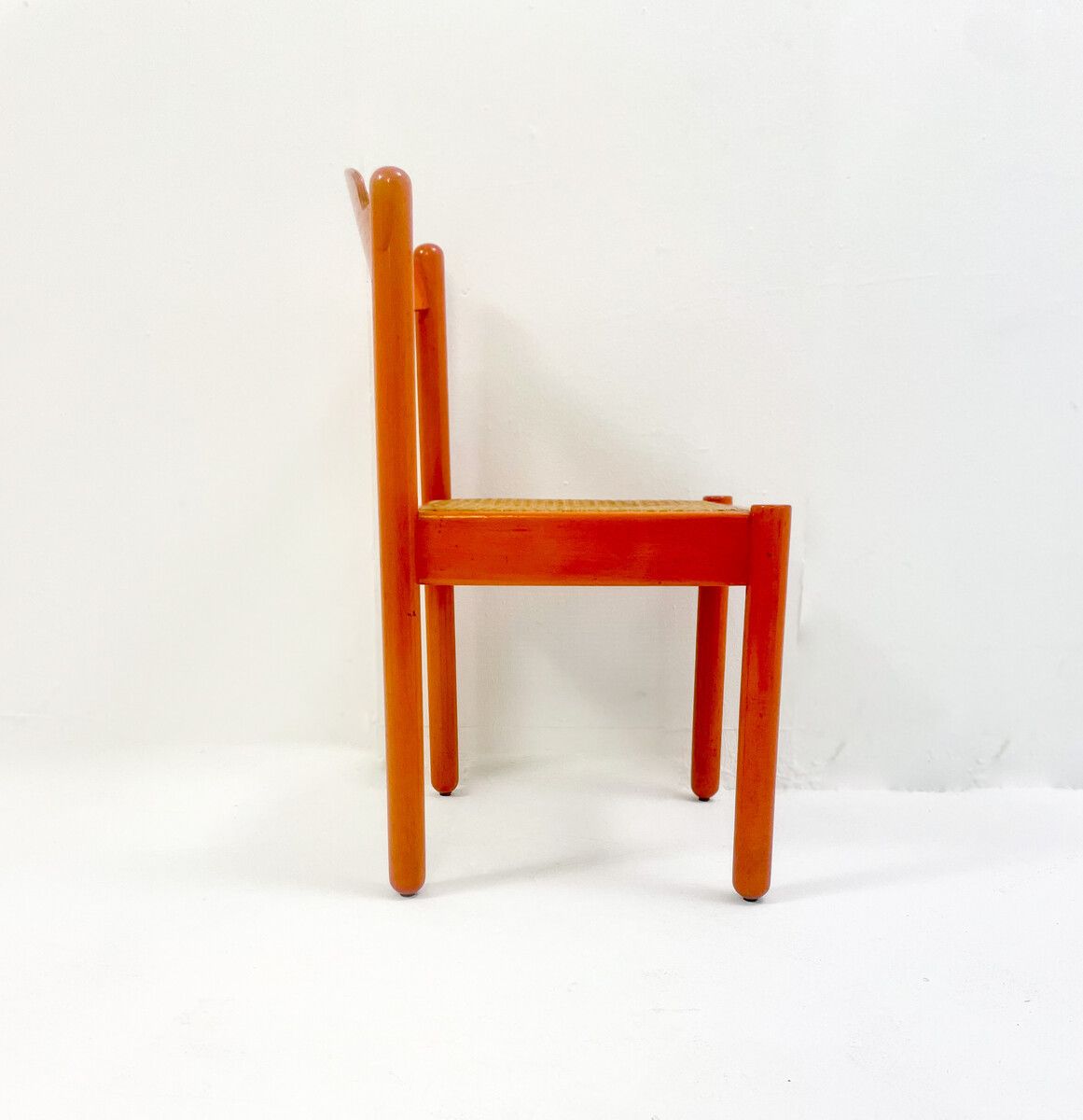 Set Of 6 Mid Century Modern Orange Dining Chairs photo Furniture