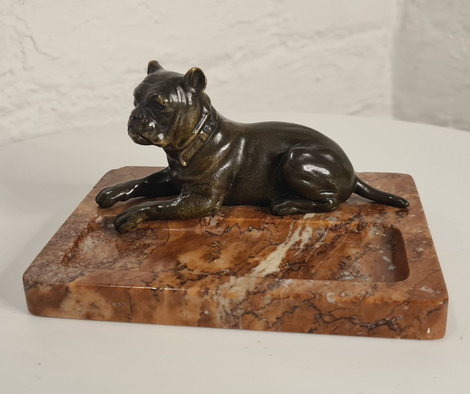 Art Deco Marble And Bronze Desk Tidy / Vide Poche / Paperweight photo Home Decor