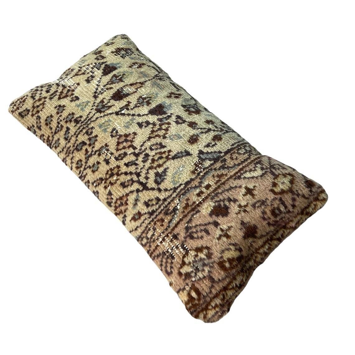 12'' X 24'' Vintage Hand Made Rug Cushion Cover, 30 X 60 Cm Decorative Rug Pillow Cover, Large Vintage Turkish Rug Cushion Cover photo 76.0