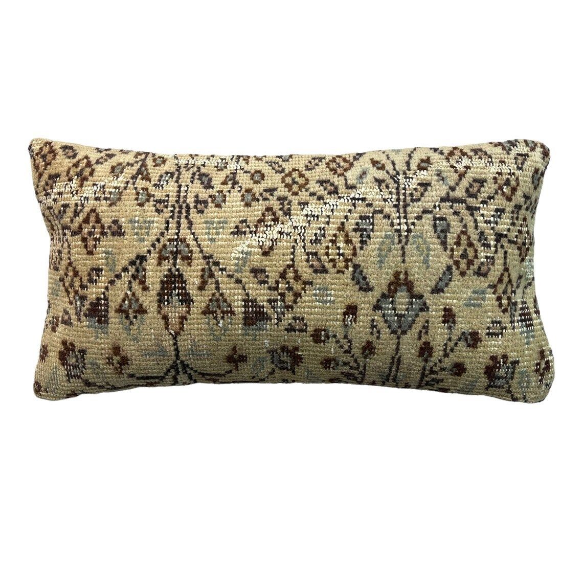 12'' X 24'' Vintage Hand Made Rug Cushion Cover, 30 X 60 Cm Decorative Rug Pillow Cover, Large Vintage Turkish Rug Cushion Cover