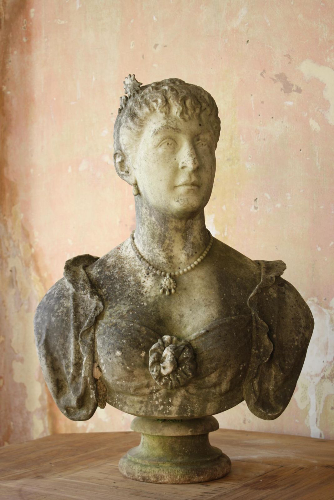 photo vinterior 19th Century Philanthropist Annie, Lady Jerningham Large Marble Bust W.R.Ingram