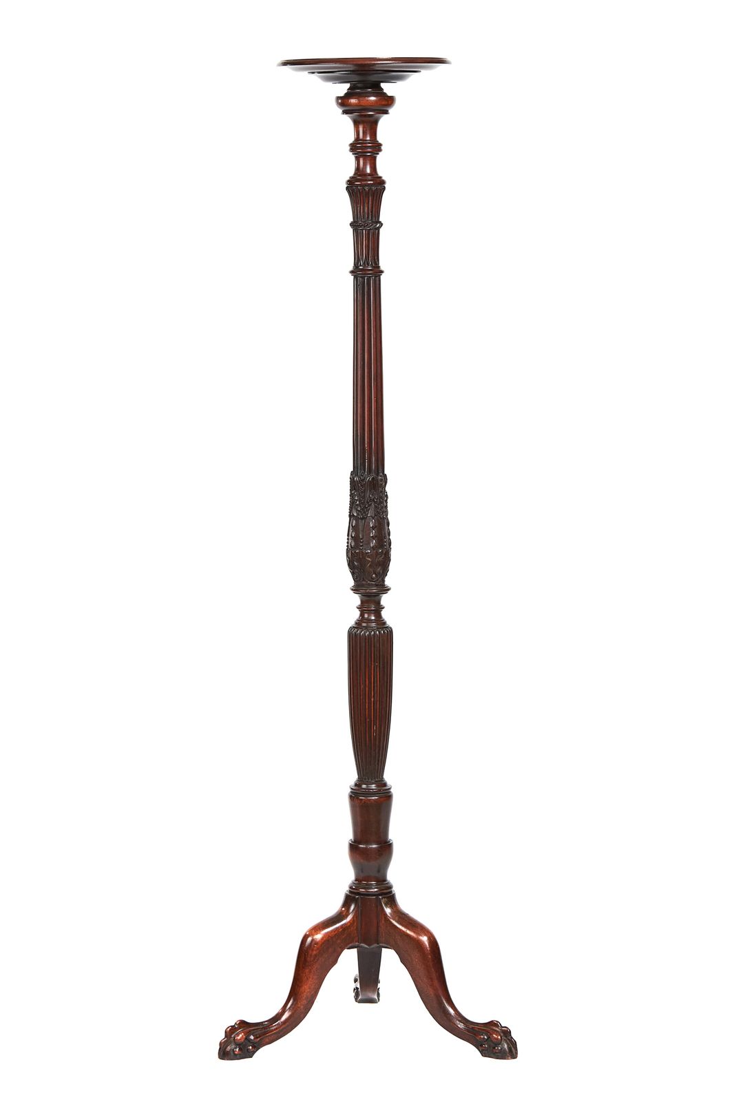 Edwardian Mahogany & Carved Torchere Stand photo for sale