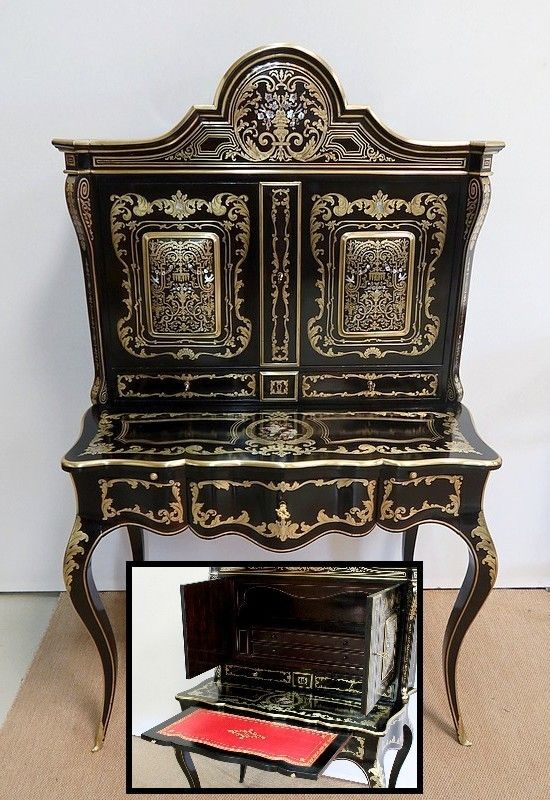 Rare Blackened Wood And Brass Cabinet, Napoleon III Period   19th Centuray