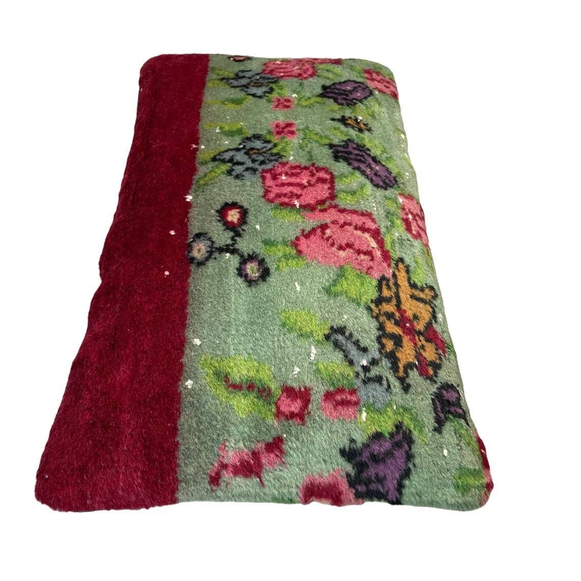 Vintage Hand Made Rug Cushion Cover, 30 X 60 Cm Decorative Rug Pillow Cover, Large Vintage Turkish Rug Cushion Cover photo 64.0