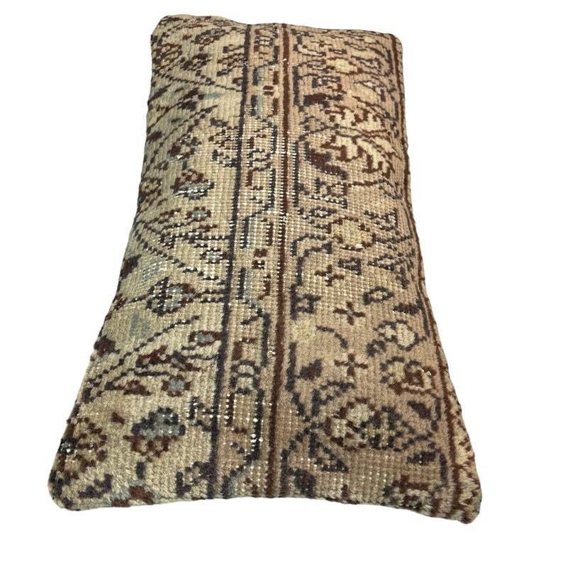 Vintage Hand Made Rug Cushion Cover  30 X 60 Cm Decorative Rug Pillow Cover Large Vintage Turkish Rug Cushion Cover photo Textiles