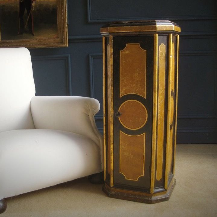 Unusual Victorian Tole Ware Pedestal With Storage