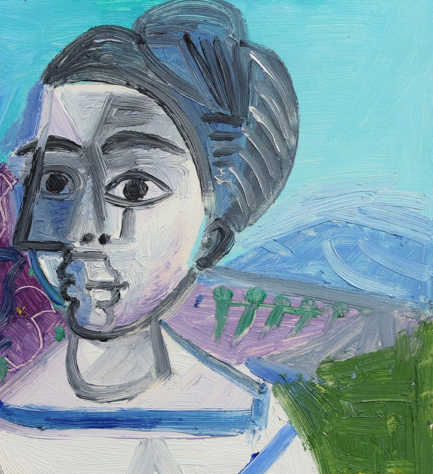 Portrait Of Woman With Irises By Raymond Debiève 1976 photo vinterior