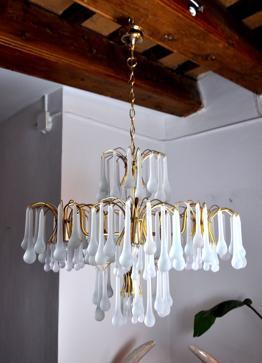 Drop Chandelier By Venini, 5 Arms, Murano Glass, Italy, 1960 photo furniture