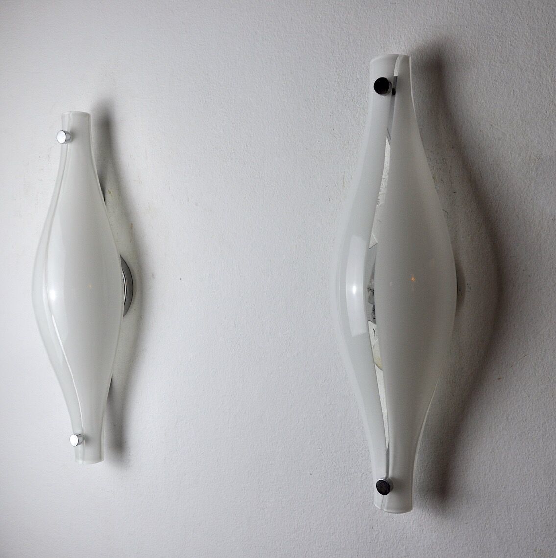 Pair Of Cat's Eye Sconces By Murano Mazzega Blown Glass Italy 1960 photo furniture