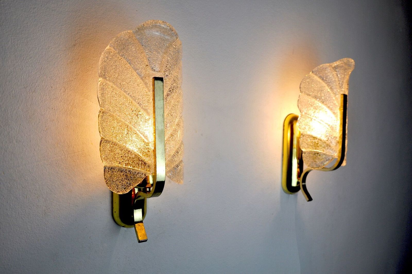 Pair Of Leaf Sconces By Carl Fagerlund Murano Glass Germany 1970 photo vintage