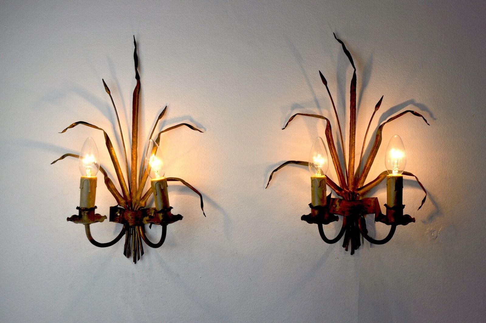 Pair Of Floral Sconces By Ferro Arte Spain 1960 photo 1615.0