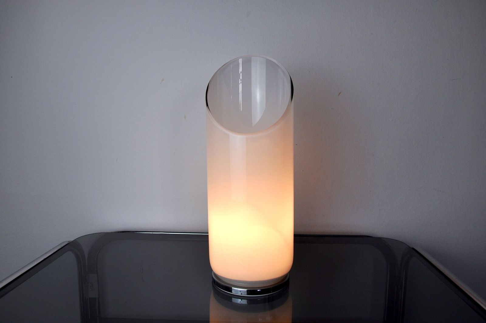 Tubular Lamp By Murano Mazzega, Opaque Glass, Italy, 1960 photo vinterior