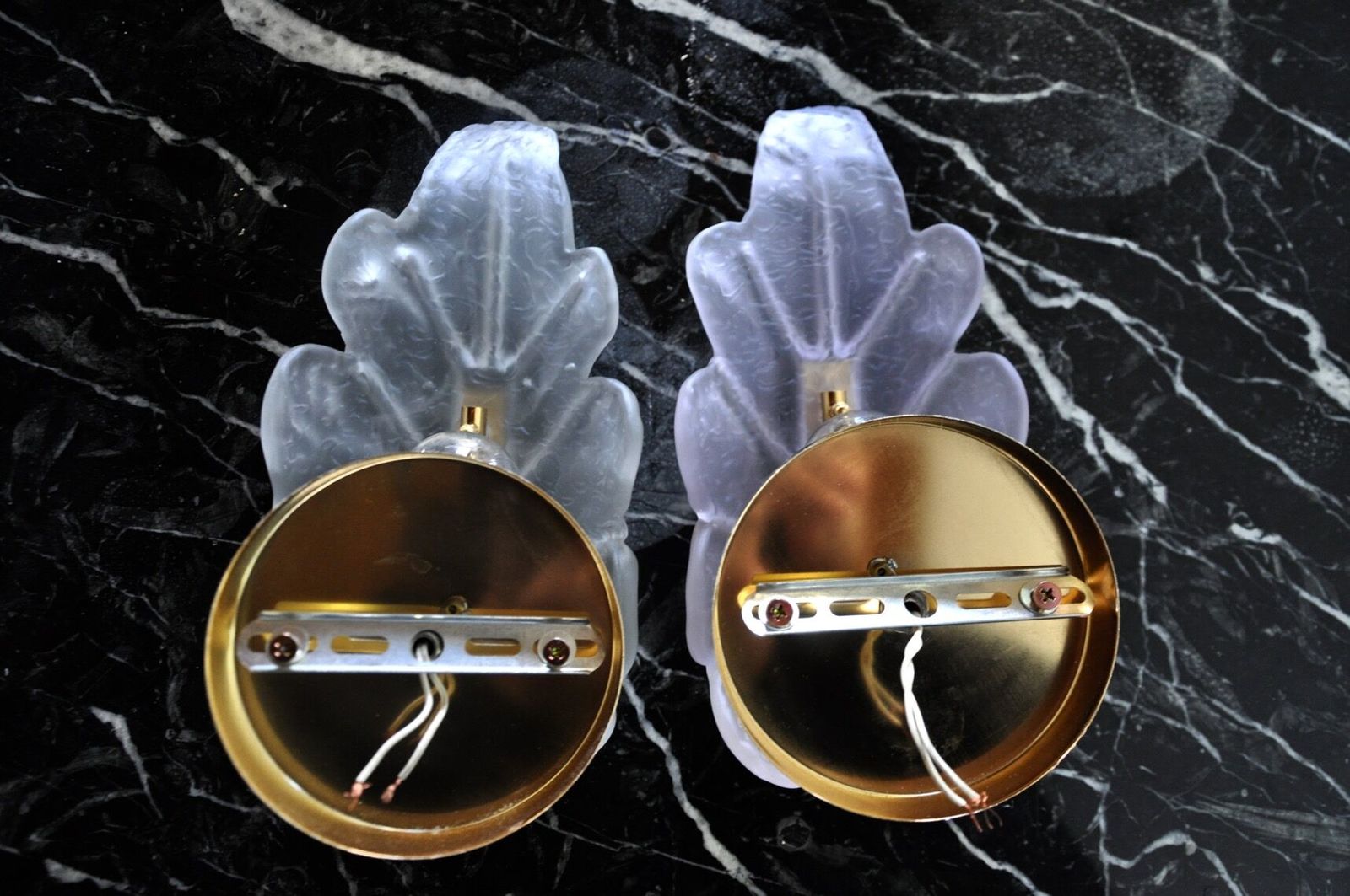 Pair Of "Leaf" Sconces By Carl Fagerlund, Mauve Murano Glass, Germany, 1970 photo vintage