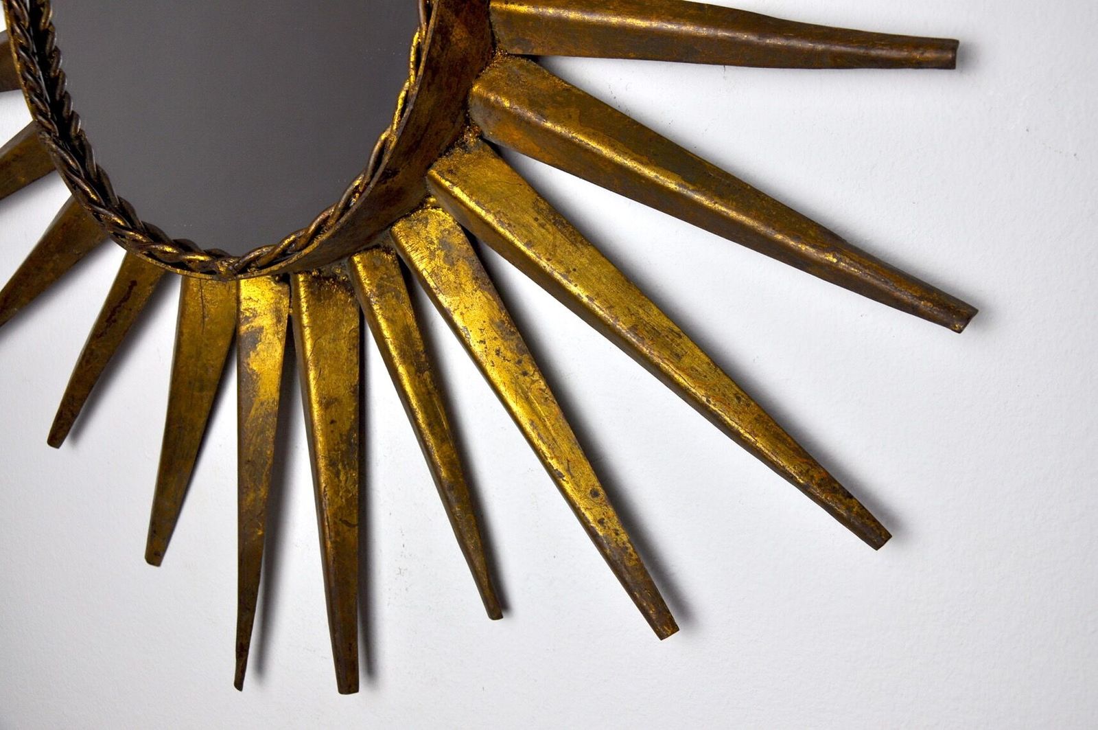 Sun Mirror, Gilded Metal With Gold Leaf, Italy, 1960 photo vinterior